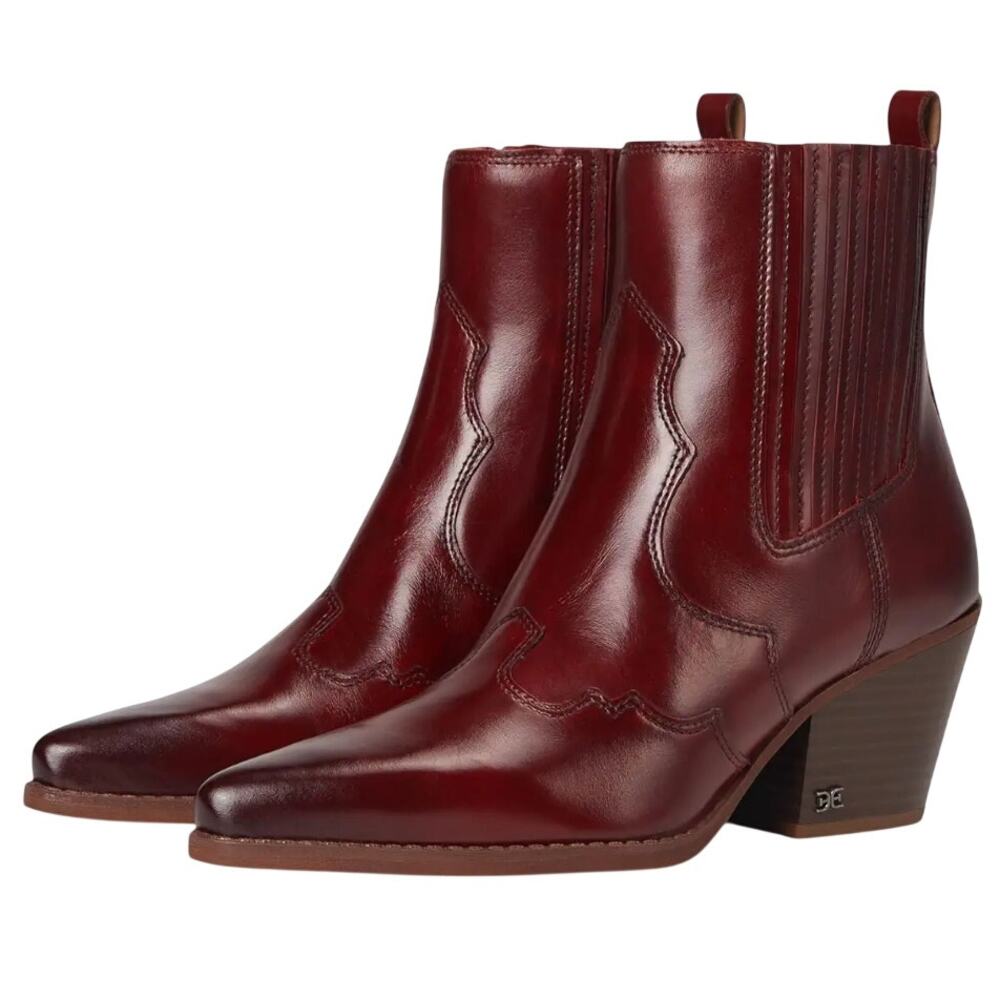 Sam Edelman Womens West Ankle Booties Size 11 M EU 42 Dark Red Leather EUC